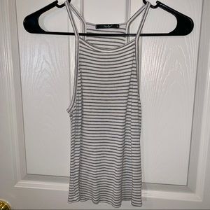 S/M Grey Striped Halter Tank Top